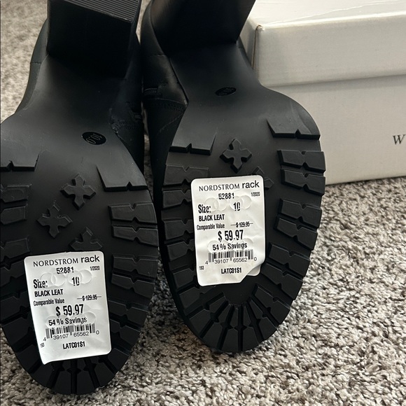 Steve Madden Black Lace-Up Block Heel Boots - Picture 4 of 6